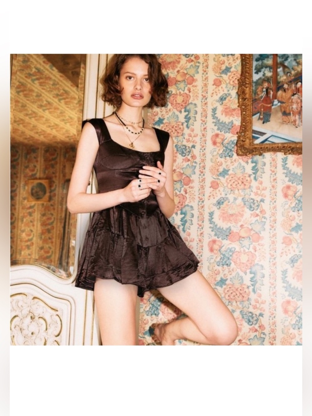 Vanessa Mooney Black Satin Elisabeth romper